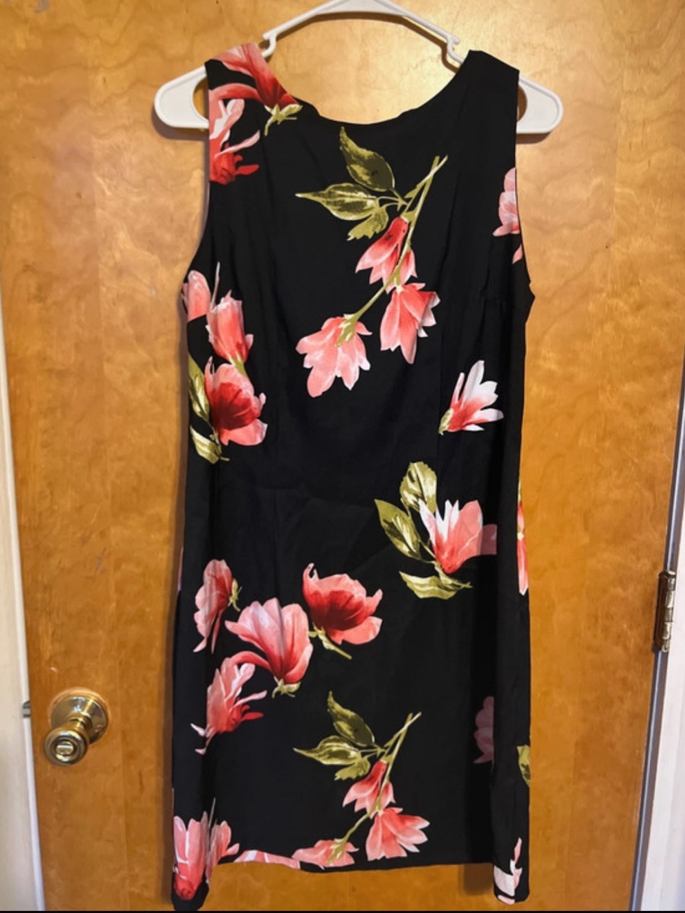 AGB Black Midi Dress with Pink Floral Print